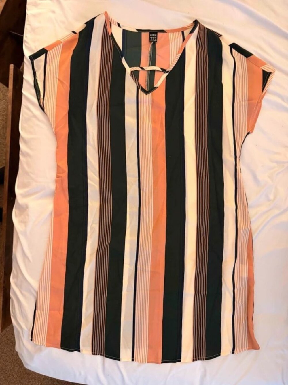 Multicolor Striped V-Neck Top - Small